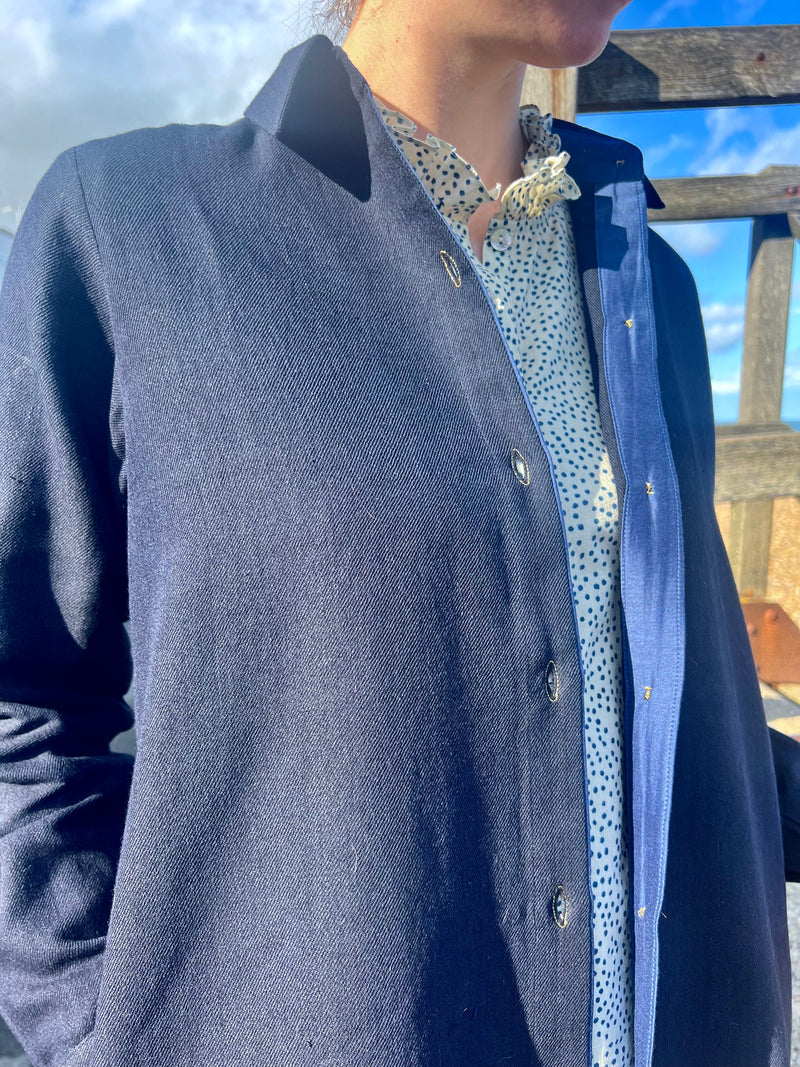 New Shirt jacket in indigo wool cotton