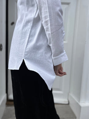 White khadi long back Shirt