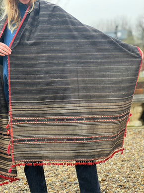 Hand loom wool embroidered shawl