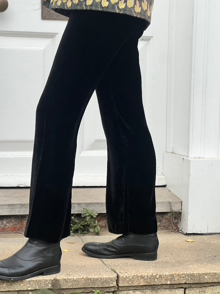 Black silk velvet trousers