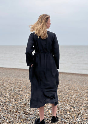 Empire dress in handloom black silk *one remaining xs (size 8/small 10)